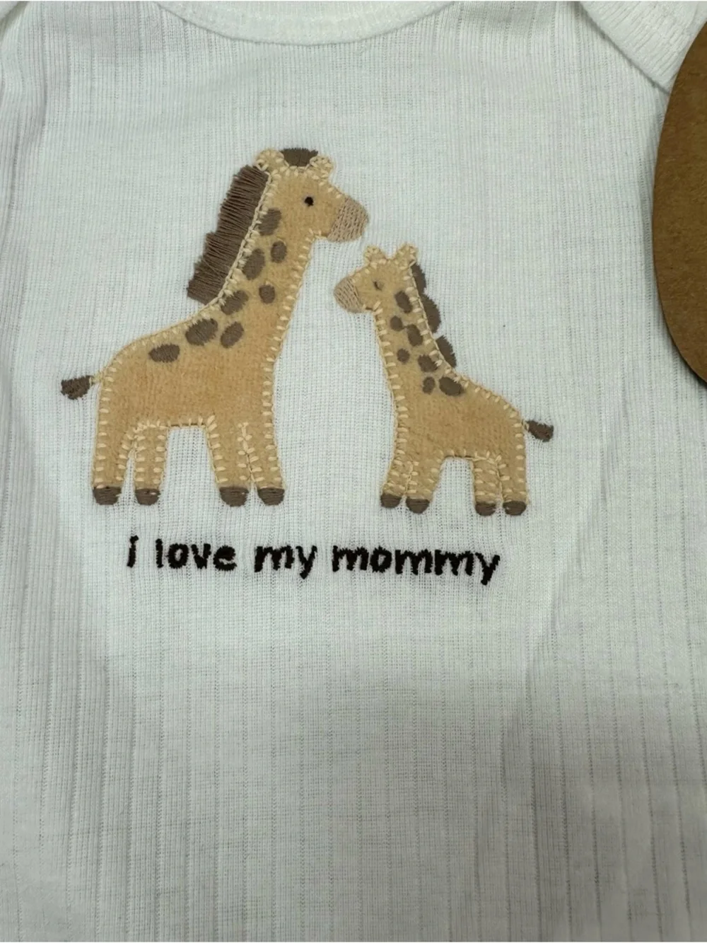 NWT rabbit + bear 3pc Neutral Giraffe Baby Bodysuits 3-6M unisex embroidered